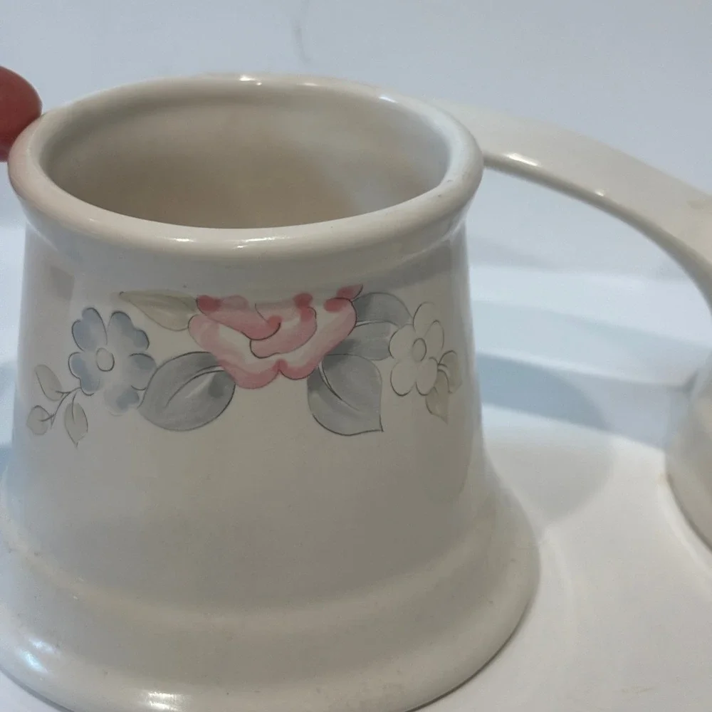 Pfaltzgraff Remembrance Creamer and Sugar Bowl Set Vintage Floral Stoneware USA